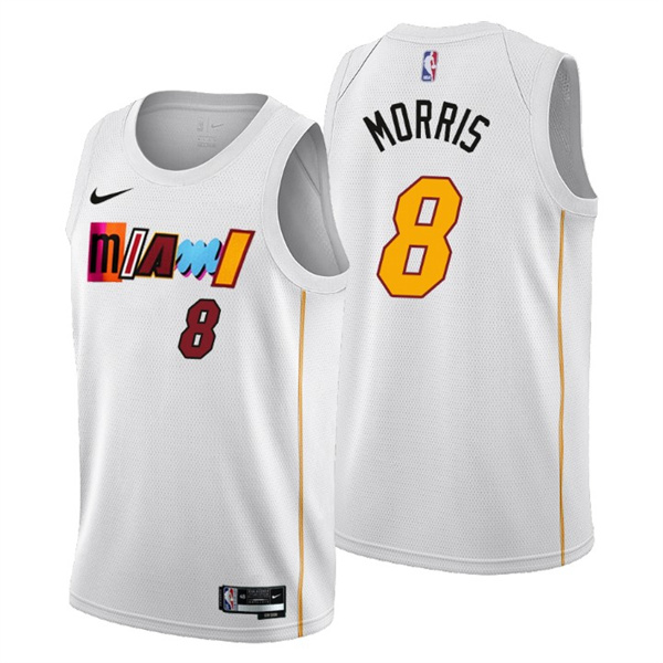 Men's Miami Heat #8 Markieff Morris 2022/23 White City Edition Stitched Jersey Men's Miami Heat #8 Markieff Morris 2022/23 White City Edition Stitched Jersey